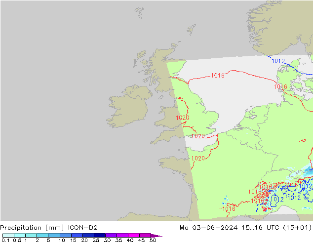 Yağış ICON-D2 Pzt 03.06.2024 16 UTC