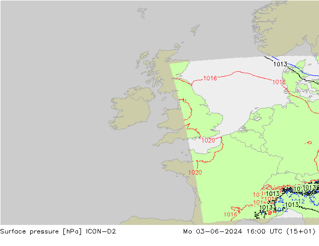 Yer basıncı ICON-D2 Pzt 03.06.2024 16 UTC