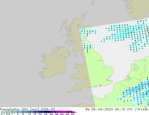 Yağış (6h) ICON-D2 Çar 05.06.2024 15 UTC