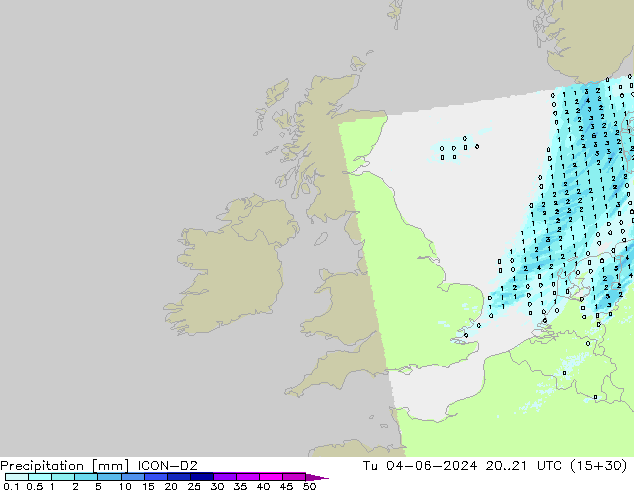 Yağış ICON-D2 Sa 04.06.2024 21 UTC