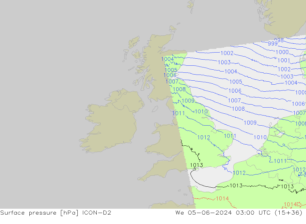 Luchtdruk (Grond) ICON-D2 wo 05.06.2024 03 UTC