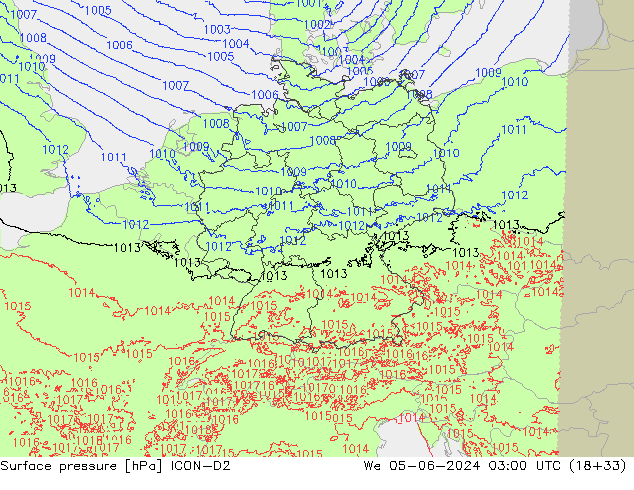 приземное давление ICON-D2 ср 05.06.2024 03 UTC