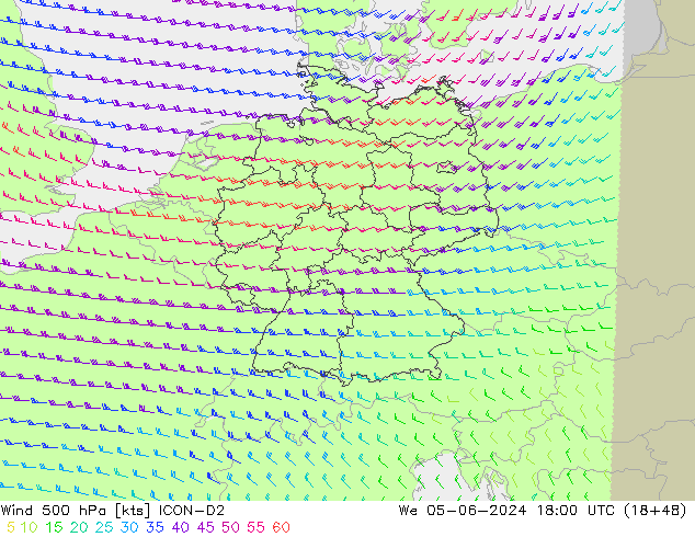 Wind 500 hPa ICON-D2 We 05.06.2024 18 UTC