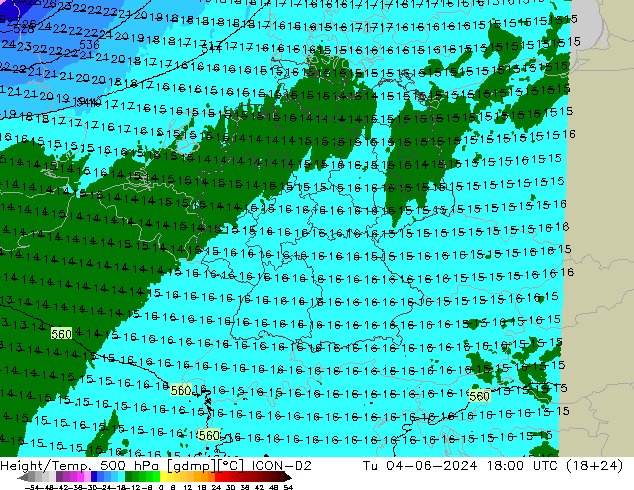 Height/Temp. 500 hPa ICON-D2 Ter 04.06.2024 18 UTC