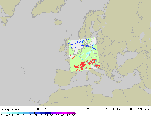 Precipitation ICON-D2 We 05.06.2024 18 UTC