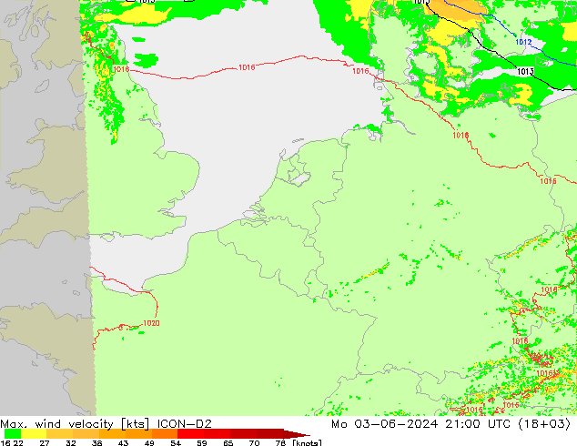 Windböen ICON-D2 Mo 03.06.2024 21 UTC