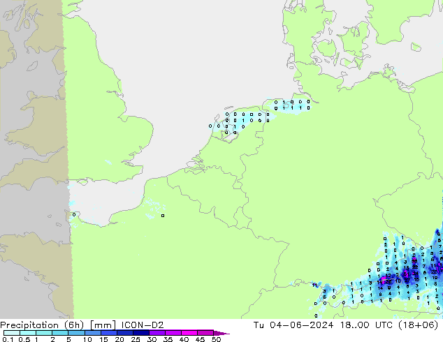 Yağış (6h) ICON-D2 Sa 04.06.2024 00 UTC