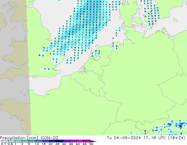 Precipitazione ICON-D2 mar 04.06.2024 18 UTC