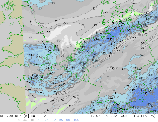 RH 700 hPa ICON-D2  04.06.2024 00 UTC