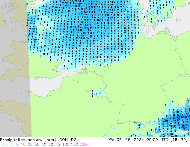 Precipitation accum. ICON-D2  05.06.2024 00 UTC