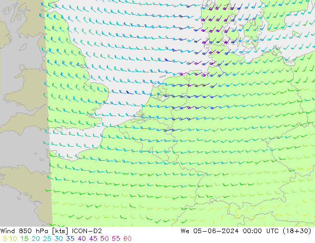 Wind 850 hPa ICON-D2 We 05.06.2024 00 UTC