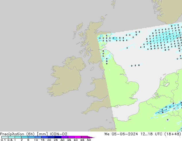 Precipitation (6h) ICON-D2 St 05.06.2024 18 UTC