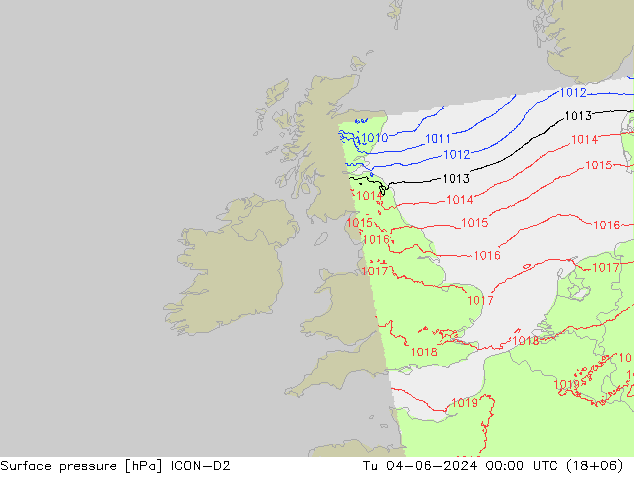 pression de l'air ICON-D2 mar 04.06.2024 00 UTC