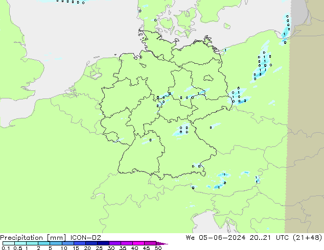 Neerslag ICON-D2 wo 05.06.2024 21 UTC