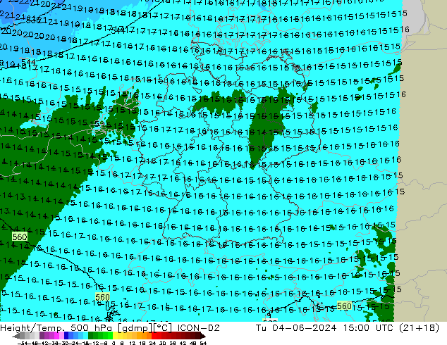 Height/Temp. 500 hPa ICON-D2 Ter 04.06.2024 15 UTC