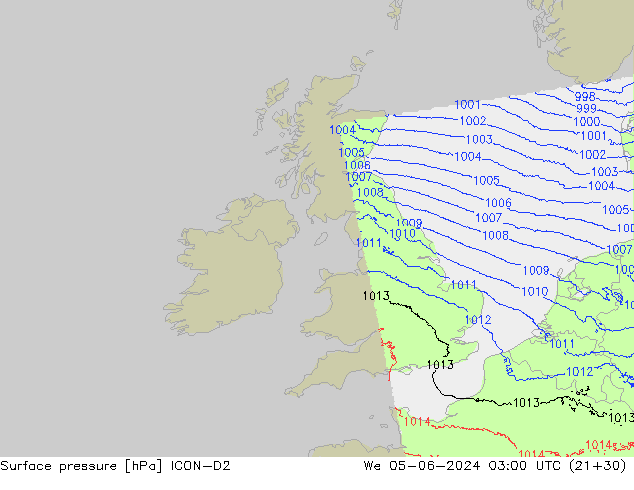 Luchtdruk (Grond) ICON-D2 wo 05.06.2024 03 UTC