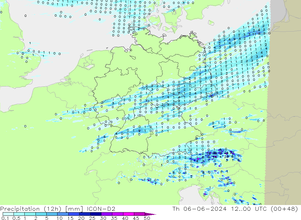 opad (12h) ICON-D2 czw. 06.06.2024 00 UTC