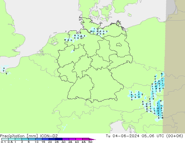 Precipitazione ICON-D2 mar 04.06.2024 06 UTC