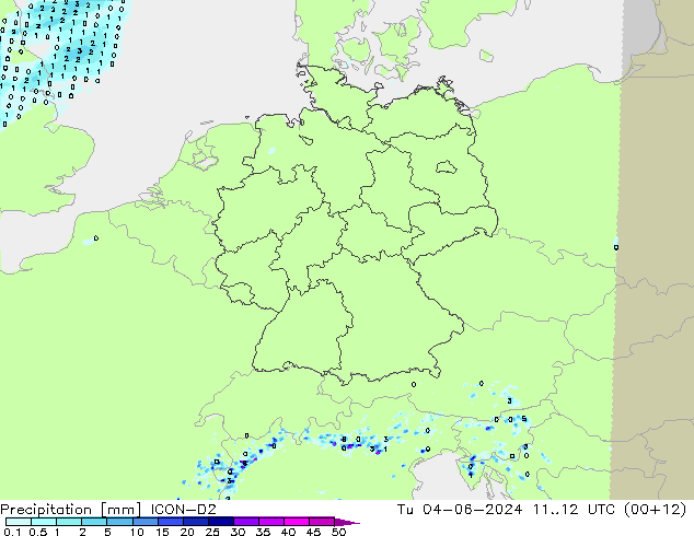 Precipitazione ICON-D2 mar 04.06.2024 12 UTC