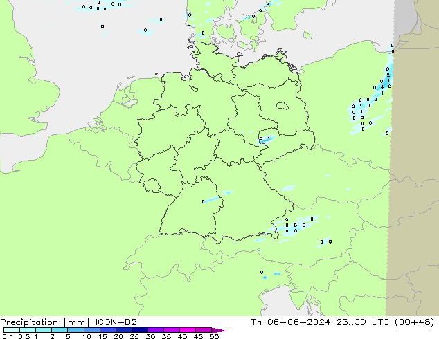 Precipitation ICON-D2 Th 06.06.2024 00 UTC