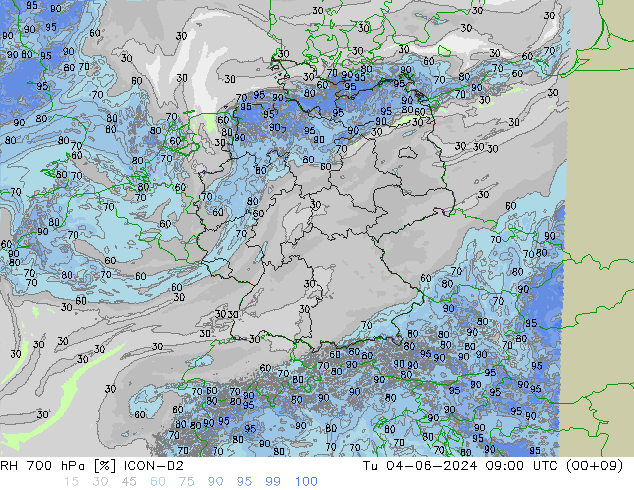 RV 700 hPa ICON-D2 di 04.06.2024 09 UTC