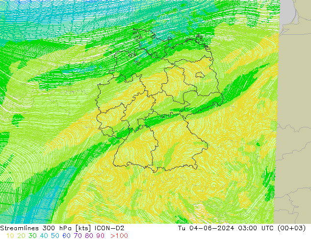 Rüzgar 300 hPa ICON-D2 Sa 04.06.2024 03 UTC