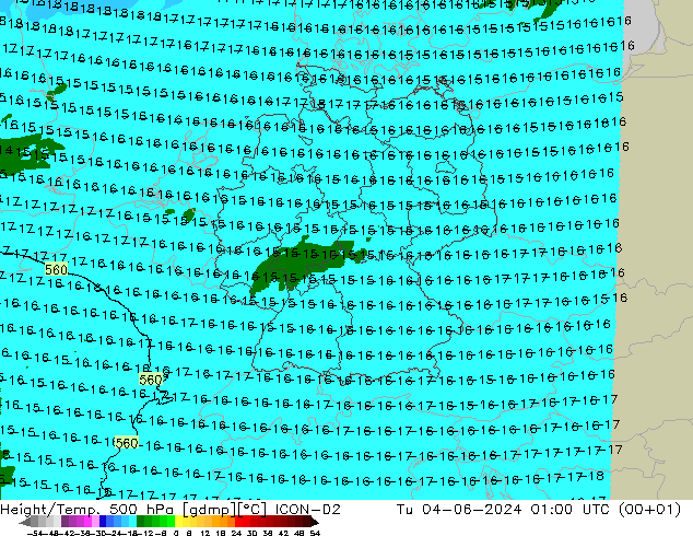 Height/Temp. 500 hPa ICON-D2 Ter 04.06.2024 01 UTC