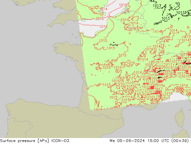 Yer basıncı ICON-D2 Çar 05.06.2024 15 UTC