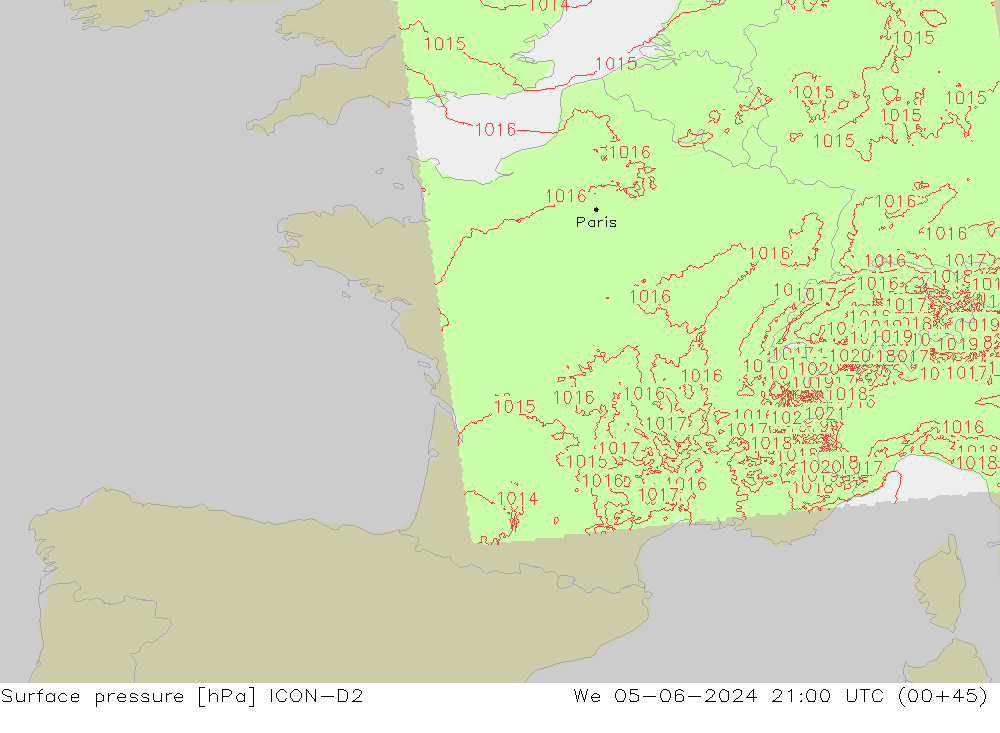 приземное давление ICON-D2 ср 05.06.2024 21 UTC