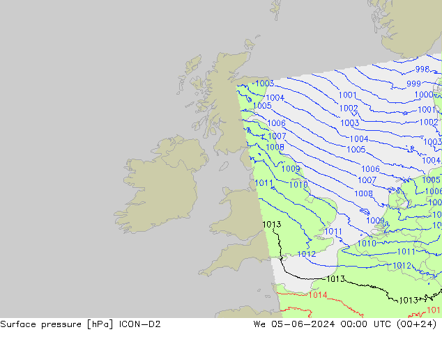 ciśnienie ICON-D2 śro. 05.06.2024 00 UTC