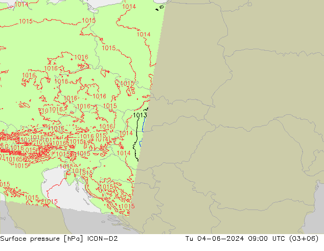 Luchtdruk (Grond) ICON-D2 di 04.06.2024 09 UTC