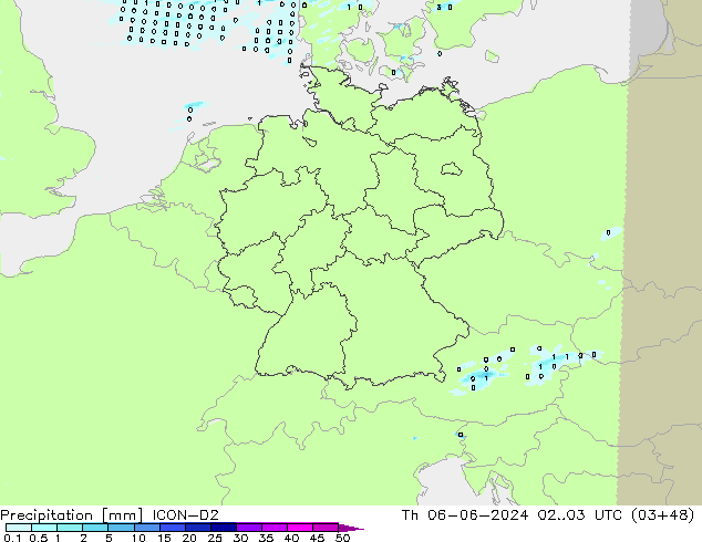 Precipitation ICON-D2 Th 06.06.2024 03 UTC