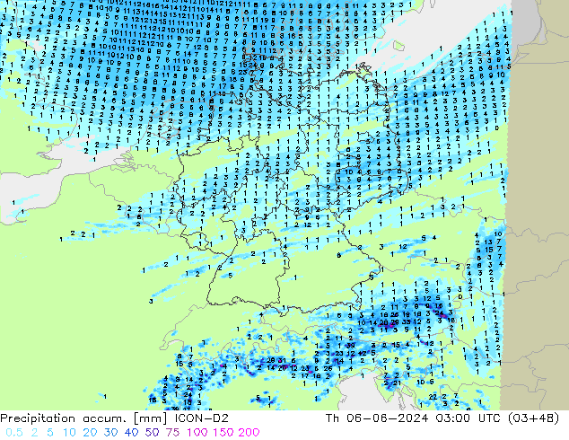 Precipitation accum. ICON-D2 gio 06.06.2024 03 UTC