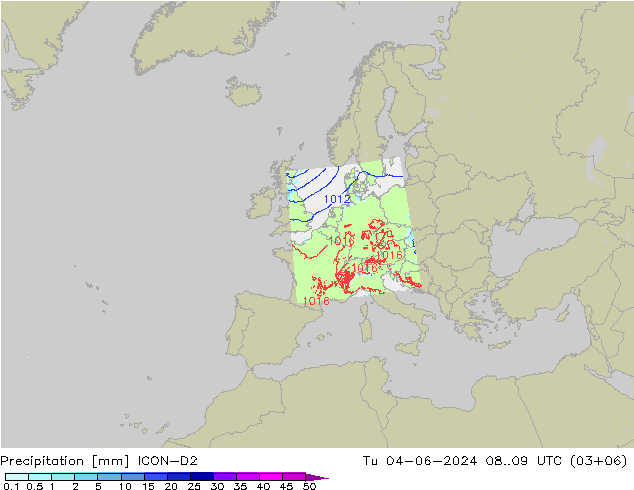 Niederschlag ICON-D2 Di 04.06.2024 09 UTC