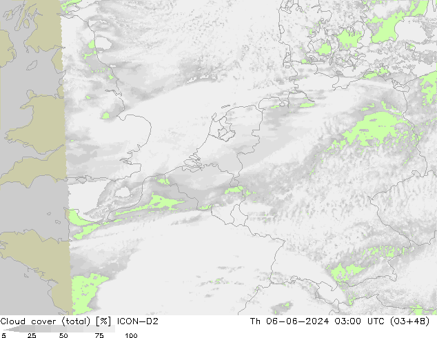 Bulutlar (toplam) ICON-D2 Per 06.06.2024 03 UTC