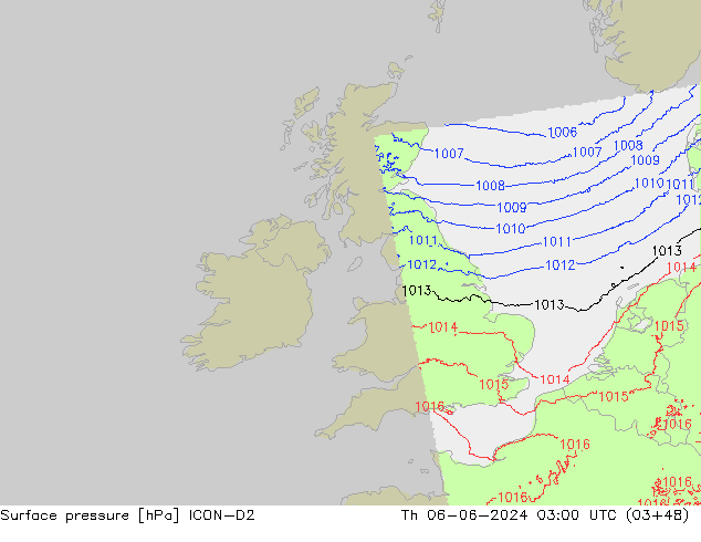 ciśnienie ICON-D2 czw. 06.06.2024 03 UTC