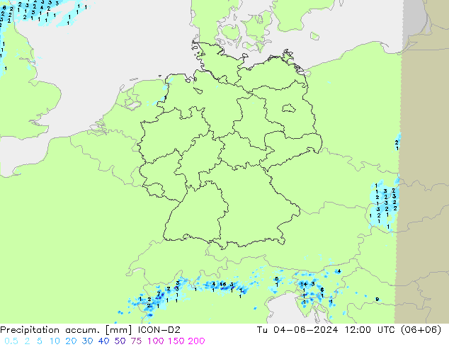 Precipitation accum. ICON-D2 wto. 04.06.2024 12 UTC