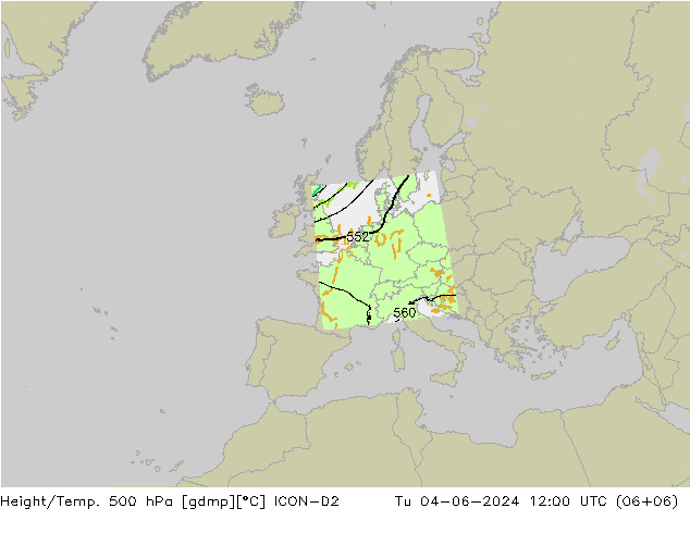 Height/Temp. 500 гПа ICON-D2 вт 04.06.2024 12 UTC