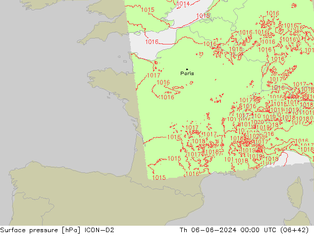 Bodendruck ICON-D2 Do 06.06.2024 00 UTC