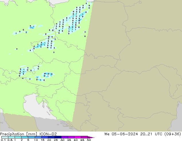 Niederschlag ICON-D2 Mi 05.06.2024 21 UTC