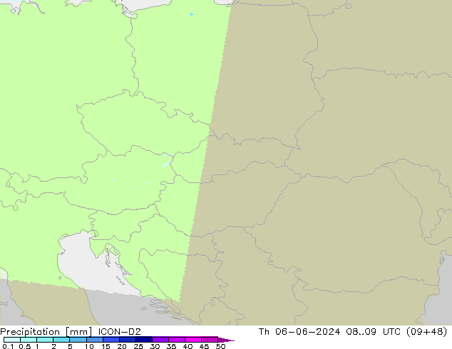 Precipitation ICON-D2 Th 06.06.2024 09 UTC