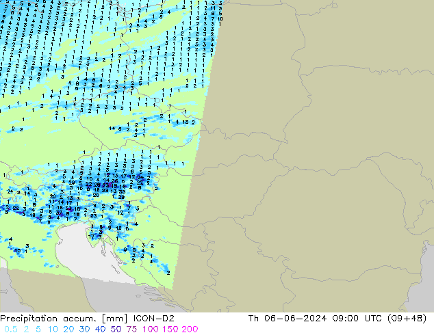 Precipitation accum. ICON-D2 gio 06.06.2024 09 UTC