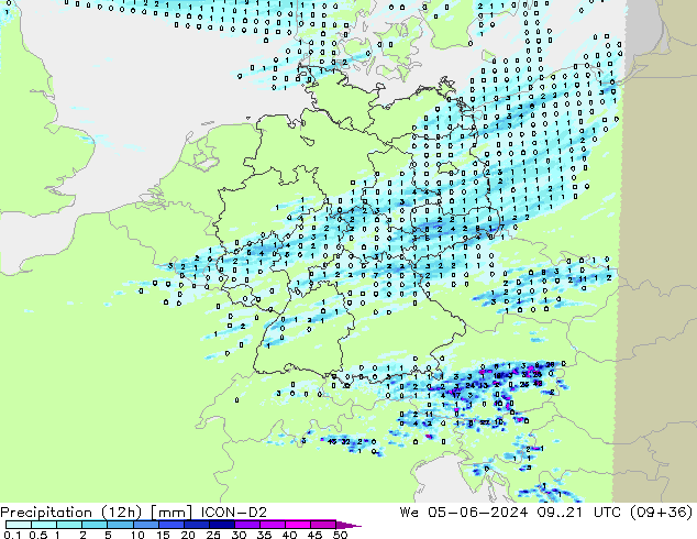 Precipitação (12h) ICON-D2 Qua 05.06.2024 21 UTC