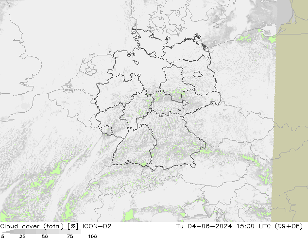 Nubi (totali) ICON-D2 mar 04.06.2024 15 UTC