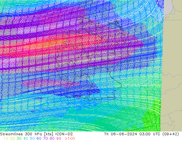 Rüzgar 300 hPa ICON-D2 Per 06.06.2024 03 UTC