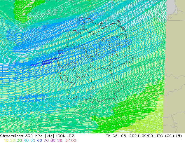Rüzgar 500 hPa ICON-D2 Per 06.06.2024 09 UTC