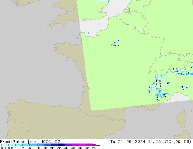 Neerslag ICON-D2 di 04.06.2024 15 UTC