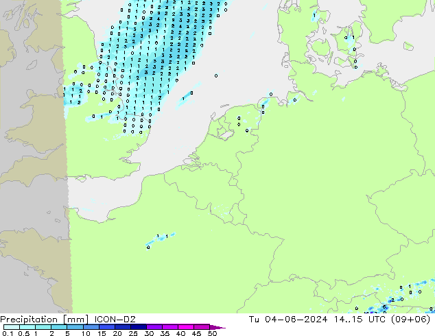 Precipitation ICON-D2 Tu 04.06.2024 15 UTC