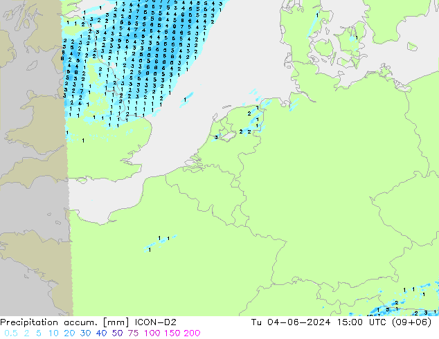 Toplam Yağış ICON-D2 Sa 04.06.2024 15 UTC