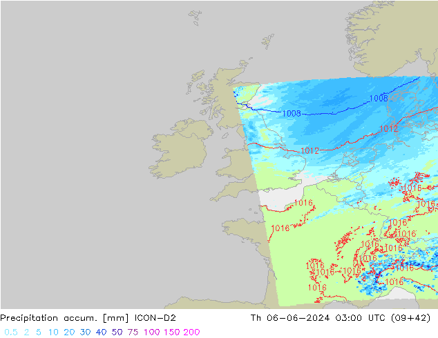 Toplam Yağış ICON-D2 Per 06.06.2024 03 UTC